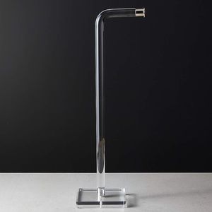 ACRYLIC AND POLISHED NICKEL FREE STANDING TOILET PAPER HOLDER
